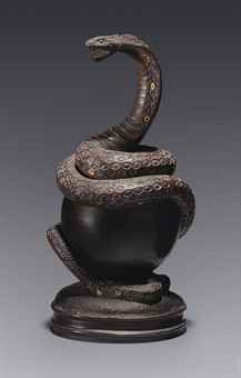 JEAN DUNAND (1877-1942)  'REARING SNAKE' SCULPTURE, 1913  patinated and… Snake Clay Sculpture, Jean Dunand, Snake Statue, Leopard Sculpture, Snake Sculpture, Bear Claw Necklace, Snake Art, Luxury Business, Lion Tiger