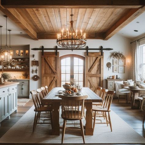 Farmhouse Dining Room Shiplap Dining Room Farmhouse Style, Dining Room Lots Of Windows, Rustic Dining Room Decor Ideas, Ranch Style Dining Room, Big Dining Room Ideas, Farmhouse Formal Dining Room, Large Family Dining Room, Mountain Dining Room, Large Dining Room Ideas