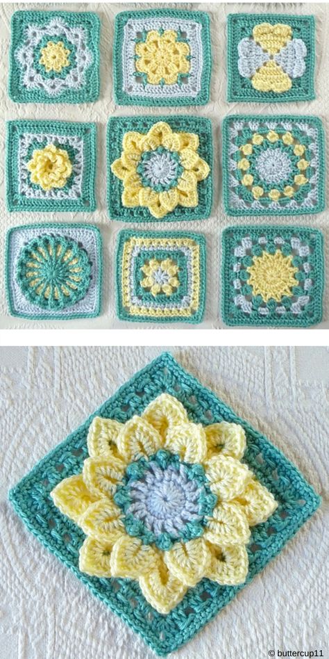 Motif Mandala Crochet, Crochet Flower Squares, Coastal Fashion, Granny Square Crochet Patterns Free, شال كروشيه, Seaside Style, Crochet Motif Patterns, Crochet Daisy, Crochet Blocks