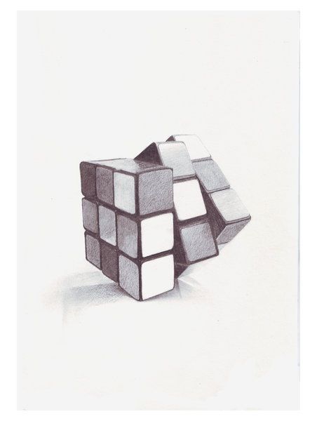 Rubik’s Cube Pencil Sketch Drawing Trends, Puzzle Drawing, Rubix Cube, Object Drawing, Free Hand Drawing, Magic Cube, Rubik's Cube, 3d Drawings, Pencil Art Drawings