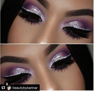 Lilac Eyeshadow, Cheer Makeup, Quinceanera Makeup, Purple Makeup Looks, Silver Eye Makeup, Eye Makeup Images, Glitter Makeup Looks, Silver Makeup, Prom Eye Makeup