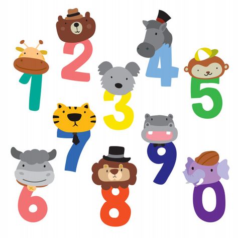 Animals number vector design Premium Vec... | Free Vector #Freepik #freevector #design #icon #hand #nature Animal Numbers, Poster Design Kids, Nursery Drawings, Letter Stencils Printables, Animals Numbers, Baby Animal Nursery Art, Paw Patrol Birthday Theme, Number Vector, Kindergarten Decorations