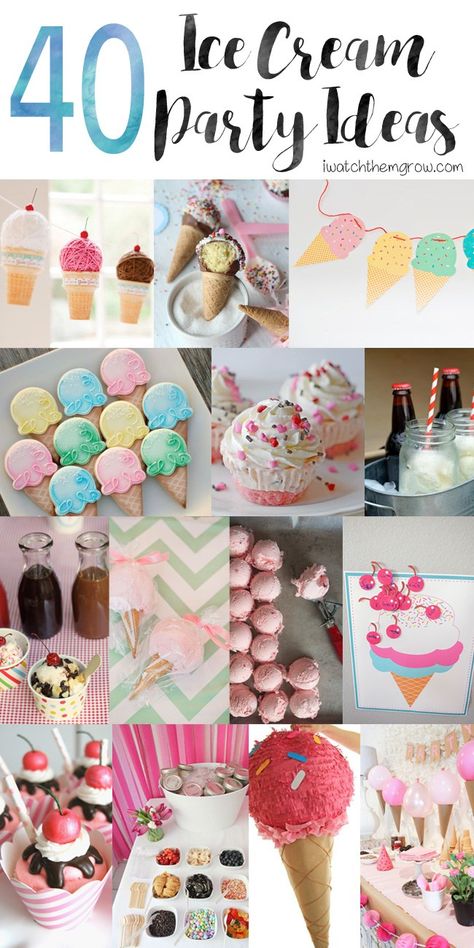 Serving hacks, DIY decorations, creative treats... so many awesome ice cream party ideas!!! Ice Cream Party Ideas, Ice Cream Sundae Party, Ice Ideas, Ice Cream Birthday Party Theme, Ice Cream Social Party, Sundae Party, Creative Treats, Ice Cream Party Theme, Ice Cream Party Decorations