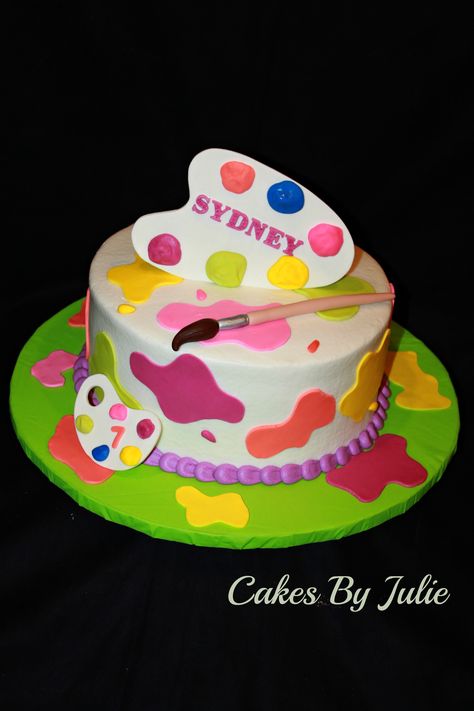 Painter's Palette Cake - Painter's Palette Birthday cake. Painters Palette Cake, Painter Cake, Palette Cake, Art Party Cakes, Art Birthday Cake, Artist Cake, Painting Birthday Party, Colorful Cake, Artist Birthday