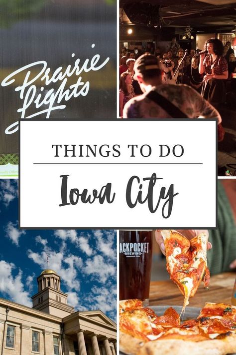 The college town Iowa City is full of great attractions, shops, and breweries. Here's a list of 20+ things to in Iowa City - both indoors and outdoors. Things To Do In Iowa, Wimberley Texas, Iowa Travel, Explore Texas, Family Vacation Planning, Midwest Travel, Vacation Activities, City Kid, College Town