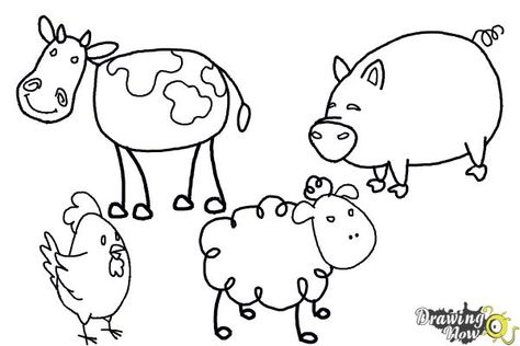 How to Draw Stick Animals | DrawingNow Stick Animals Drawing, Farm Animal Line Drawing, Stick Figure Animals, Farm Doodles, Farm Signage, Diy Doodles, Stick Animals, Bird Drawing For Kids, Teach Drawing