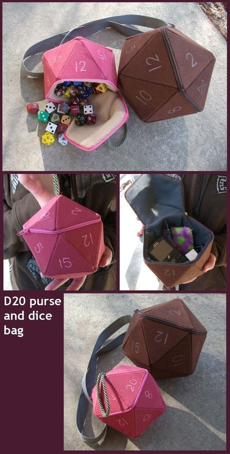 Knitting Amigurumi, Dice Bags, D20 Dice, Crochet Geek, Geek Crafts, Sewing Stuffed Animals, Cosplay Diy, Dice Bag, Plush Pattern