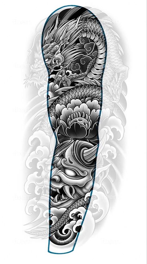 Asian Tattoos Men Sleeve, Full Sleeve Tattoos Design, Tattoos On Legs For Men, Japanese Background Tattoo Design, Cool Japanese Tattoos, Japanese Full Sleeve Tattoo Design, Full Shoulder Tattoo, Japanese Themed Tattoos, Japanese Tattoo Drawings