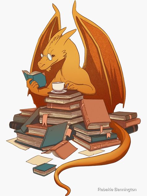 The Librarians, Tufting Diy, Book Posters, Cute Dragons, Bullet Journal Stickers, Dragon Drawing, Book Dragon, Fantasy Dragon, A Dragon