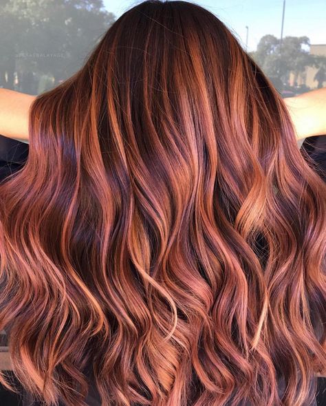 Beauty Launchpad on Instagram: “Phoenix Rising 🌄 How gorgeous is this rose gold balayage by @texasbalayage 🎇 #beautylaunchpad” Rose Copper Brown Hair, New Hair Color Ideas 2023, Red Hair Summer 2023, Copper Hair Color With Highlights, Dimensional Red Hair, Copper Red Balayage, Rose Gold Hair Balayage, Hair Color With Highlights, Color With Highlights