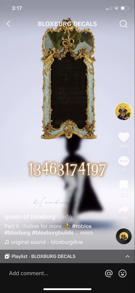 Vintage Mirror Decals Bloxburg, Bloxburg Gold Decals, Bloxburg Rococo Decals, Bloxburg Stained Glass Decals Codes, Roblox Apartment, Clock Decals Bloxburg, Victorian Decals Bloxburg, Mirror Bloxburg Decal, Bloxburg Window Decals Codes