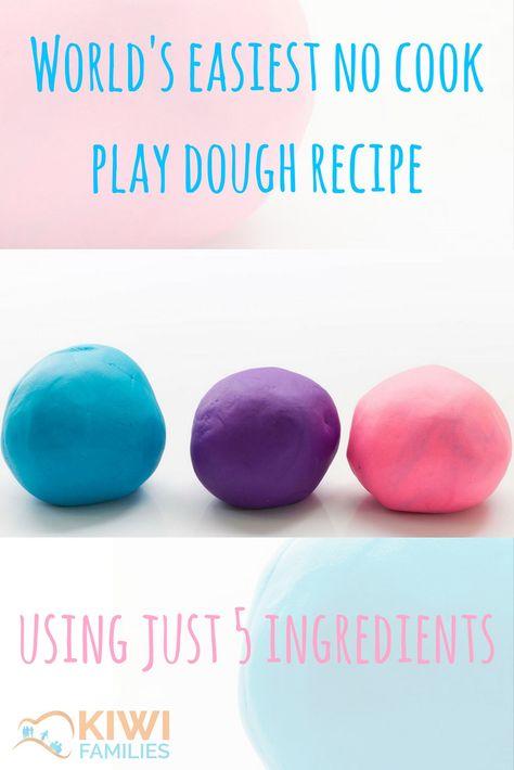 Easiest no cook play dough recipe - Kiwi Families Easy Play Dough, Cooked Playdough, Kids Play Dough, Edible Playdough, Play Dough Recipe, Diy Playdough, Salt Dough Crafts, Salt Dough Recipe, Homemade Playdough Recipe