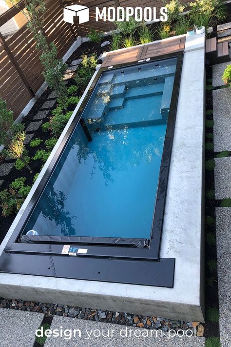 plunge pool and hot tub combo installed in a small backyard Deck Piscina, Small Backyard Design Layout, Small Backyard Design Ideas, Container Pool, Plunge Pools, Pools Backyard Inground, Backyard Design Ideas, Backyard Design Layout, Small Pool Design