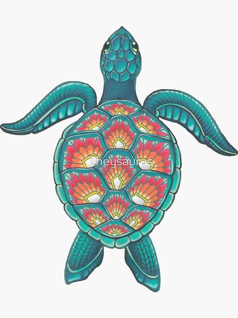 "Mandala Turtle" Sticker for Sale by Theysaurus | Redbubble Tumblr, Mandalas, Pelican Tattoo, Mandala Turtle, Turtle Sticker, Sticker Inspo, Mandala Rock Art, Doodle Tattoo, Tumblr Stickers