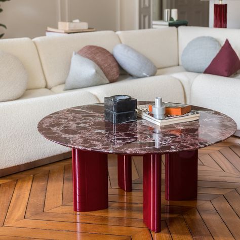 House Renovation Design, Marble Tables Living Room, Socialite Family, Red Marble, Light Crafts, Marble Coffee Table, Marble Table, Round Coffee Table, Marble Top