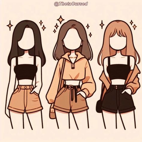 Cute Drawings Of Outfits, Cute Outfit Drawings Easy, Cute Clothes Drawing Kawaii, Drawing Inspo Outfits, Character Art Clothes, Comfy Outfit Drawing, Anime Clothes Sketch, Cute Outfit Designs Drawing, Clothes For Women Drawing