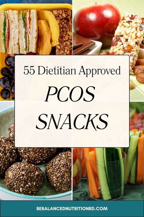 Confused about what to eat for PCOS? Check of these 55 Dietitian Approved PCOS snacks. This PCOS snack list will help balance blood sugars and provide energy throughout the day. Reactive Hypoglycemic Snacks, Insulin Resistance Snacks, Snack List, Easy Snack Ideas, Energy Boosting Snacks, Foods To Balance Hormones, Snacks List, Diet Snacks, Insulin Resistance