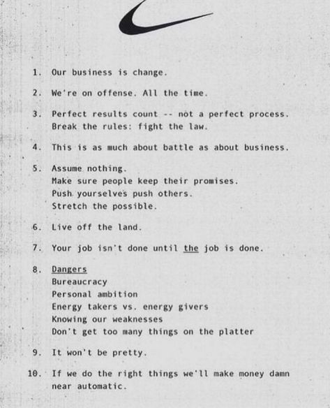 Internal Memo, James Watt, Corporate Values, Break The Rules, Living Off The Land, Nike Brand, Brand Building, Early Years, The Rules