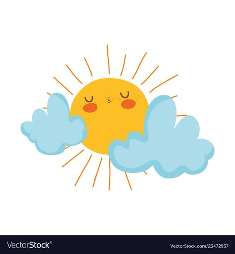 Cloud And Sun Drawing, Cute Sun And Moon Drawing, Sun Illustration Design, Sun And Clouds Drawing, Cute Sun Clipart, Sun Drawings, Morning Illustration, Sun Cartoon, Sun Drawing