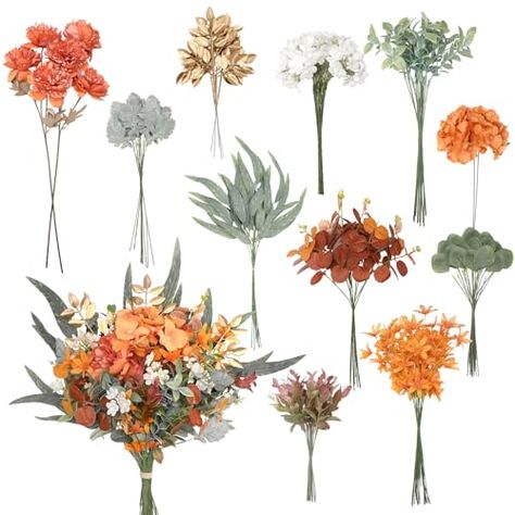 Orange And Green Flower Arrangements, Fall Fake Flower Arrangements, Fall Flower Arrangements For Home, Fall Flower Bouquets, Boho Chic Flowers, November Wedding Flowers, Simple Flower Arrangements, Thanksgiving Flower Arrangements, November Design