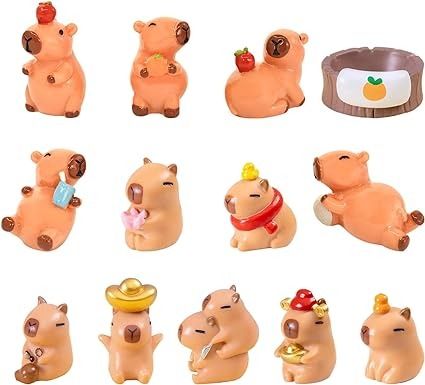 Amazon.com: Yopcuvi Capybara Figurines, Mini Capybara Resin Figurines 13 Piece Set, Capybara Car Dashboard Ornament, Ornament for Desktop Tabletop : Toys & Games Fimo, Capybara Pottery, Polymer Clay Capybara, Clay Capybara, Capybara Clay, Cute Pottery Ideas, Clay Idea, Jumping Clay, Resin Figurines