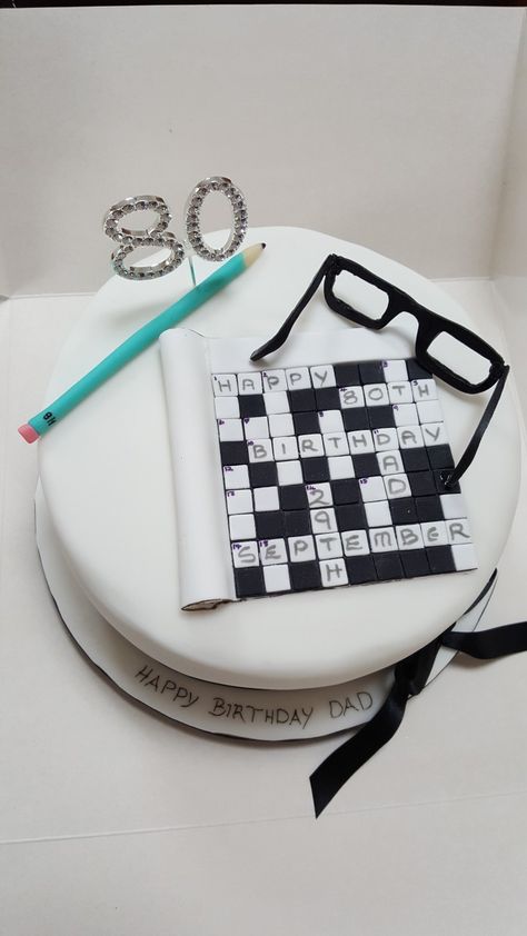 80 Th Birthday Cake For Men, 80th Birthday Cake For Grandfather, 77th Birthday Cake, 70th Birthday Cake For Dad, Crossword Cake, 80th Birthday Cake For Men, Grandpa Birthday Cake, Birthday Cake For Papa, 75 Birthday Cake