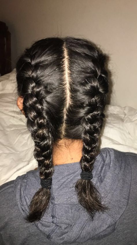 Two Braids Hairstyle Shorthair, French Braids On Short Hair, Pigtail Braid Hairstyles, Two Braids With Bangs, French Braided Pigtails, Short Hair French, French Braid Short Hair, Braided Pigtails, French Braid Pigtails