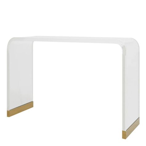 Everly Quinn Hanfurd 39.9'' Console Table | Wayfair Waterfall Console Table, Waterfall Console, Small Shoe Rack, Glam Table, Gold Console Table, Contemporary Console Table, Contemporary Glam, Contemporary Table, Acrylic Table