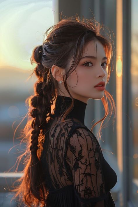 Steampunk Hairstyles, Messy Ponytail, Choppy Bob Hairstyles, Hair Ponytail Styles, Trendy Hair Color, Ponytail Styles, Asian Hair, Ponytail Hairstyles, Down Hairstyles