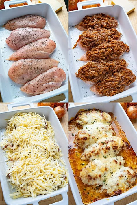 French Onion Baked Chicken French Fried Onion Chicken, Roasted Duck Recipes, Oven Fried Chicken Recipes, Goose Recipes, Juicy Baked Chicken, Closet Cooking, French Onion Chicken, Chicken Breast Recipes Baked, Onion Chicken