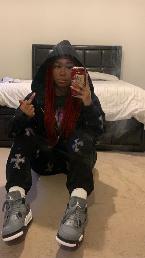 Unknown London tracksuit, supreme tshirt and cool grey jordan 4s. Fashion fit Grey Jordan 4 Outfit Women, Unknown London Outfit, Jordan 4 Grey Outfit, Grey Jordan 4 Outfit, Jordan 4 Cool Grey Outfit, Cool Grey 4s Outfit, Unknown Tracksuit, Grey Streetwear Outfit, London Girl Outfits