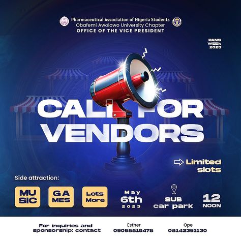 Trade fair design, showing the call for vendors, trade fair revealed and the vendors alert notifications. Call For Sponsorship Design, Vendor Poster Design, Call For Vendors Flyer, Call For Vendors Flyer Design, Call For Sponsorship Flyer Design, Expo Poster Design Ideas, Sponsorship Flyer Design, Fair Poster Design, Sponsorship Flyer