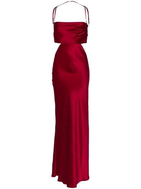 Ruby Dress, Dark Red Dresses, Red Silk Dress, Long Cocktail Dress, Michelle Mason, Fashion D, Elegant Outfits, Trendy Fashion Outfits, Plunge Neckline