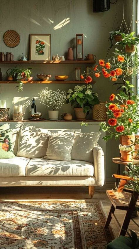 Lots Of Plants, Casa Vintage, Cozy Room Decor, Apartment Decor Inspiration, Dream House Interior, Living Room Inspo, Cozy Room, A Living Room, Dream House Decor