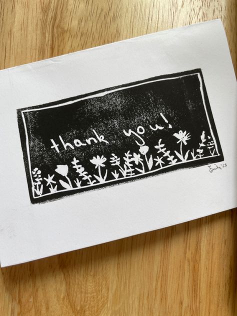 Thank You Linocut, Small Linocut, Lino Printing, Master Board, Lino Prints, Linocut Art, Block Printing, Lino Print, Linoleum