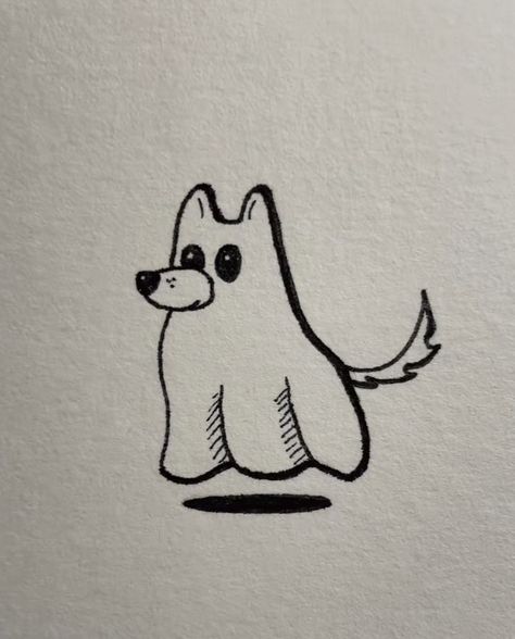 Dog Anatomy Tattoo, Animal Ghost Drawing, Ghost Animals Drawing, Halloween Cute Tattoo, Halloween Dog Drawing, Ghost Dog Tattoo, Ghost Tattoo Design, Cute Ghost Tattoo, Silly Tattoos