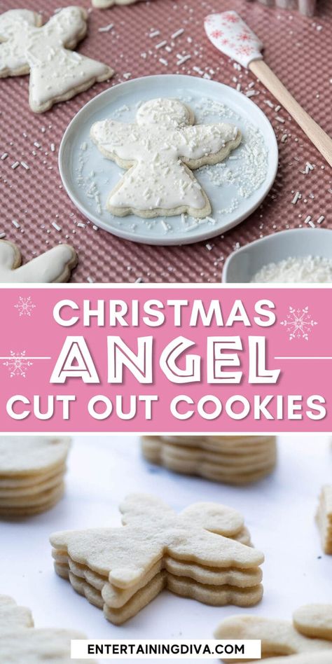 Simple Decorated Christmas Angel Cut Out Cookies Angel Sugar Cookies, Cookie Icing That Hardens, Recipe For Sugar Cookies, Cut Out Cookie, Angel Cookies, Gluten Free Brands, Cut Out Cookie Recipe, Jello Shot, Best Sugar Cookie Recipe