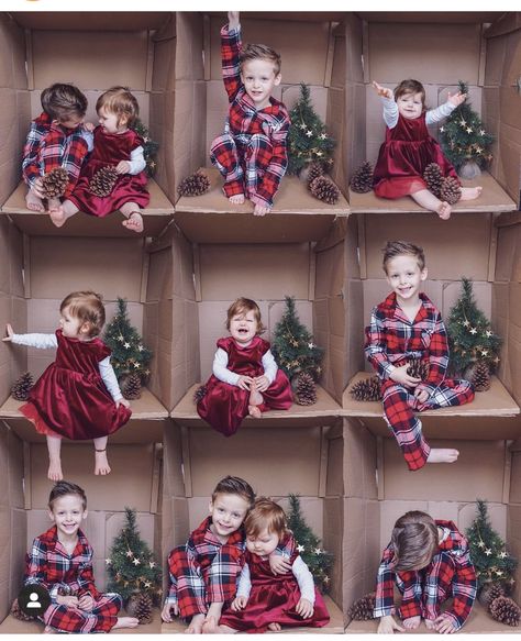 Cardboard Box Christmas Photos, Box Christmas Pictures, Cardboard Box Photoshoot Christmas, Christmas Cardboard Box Photoshoot, Christmas Photo Box Ideas, Box Christmas Photos, Cardboard Box Photoshoot, Christmas Box Photoshoot, Fun Family Christmas Photos