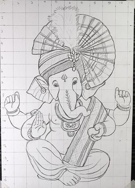 Ganesha Drawing With Colour, God Drawing Sketch, Baby Ganesha Drawing, Mahadev Drawing Easy, Lord Ganesha Mandala Art, Lord Ganesha Sketch, Ganesha Mandala Art, Ganesh Chaturthi Drawing, Lord Ganesha Drawing