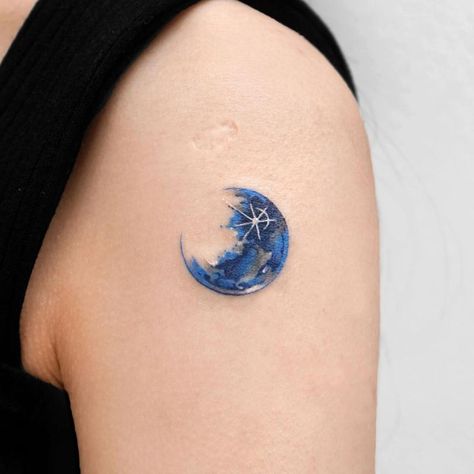 Blue Moon Tattoo, Moon And Stars Tattoo, Moon Tattoo Ideas, Half Moon Tattoo, Full Moon Tattoo, Moon Phases Tattoo, Stars Tattoo, Once In A Blue Moon, Moon Tattoo Designs