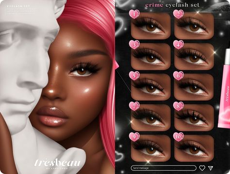 Introducing our latest collection for Skin Fair 2023 - get ready to shine like never before! ．Discover our amazing discounts on all of our skins - enjoy 20% off on new the releases, and a stunning 50% off on older releases! 🎁 GIVEAWAY — Here are the two simple steps to enter: 1．Favorite this image 2．Comment with your in-world name ☁️ Available at the @ SKIN FAIR (Sim C) (March 10th - 27th) 🌸 Our Crime eyelash set is designed specifically for LeLUTKA heads, and comes in a stunning range Sims 4 Eyelash Skin Detail Cc, Sims4 Cc Skin Details Lashes, Alpha Cc Sims 4 Eyes, Eyelash Presets Sims 4 Cc, Eyelash Skin Details Sims 4, Sims 4 Cc Download Makeup, Sims 4 Alpha Cc Eyelashes, Sims 4 Cc Face Details Lashes, Alpha Cc Skin Sims 4