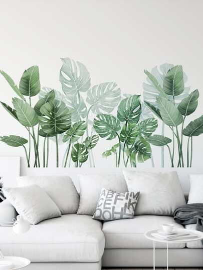 Tropical Peel And Stick Wallpaper, Tropical Wall Decals, Diy Wall Stickers, Plant Wall Decor, Diy Wand, Wall Painting Decor, Living Room Background, Wall Stickers Bedroom, Wall Stickers Living Room