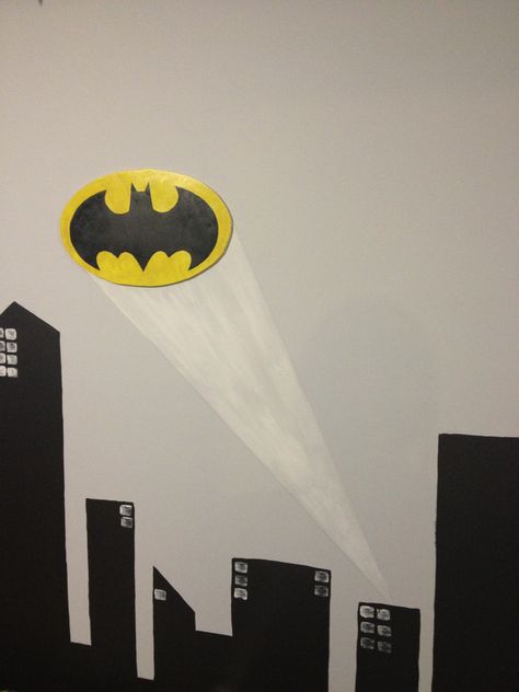 Batman sign Batman Wall Painting, Batman Classroom, Hero Classroom Theme, Batman Sign, Parking Lot Painting, Senior Night Posters, Batman Wall, Parking Spot Painting, Batman Dark