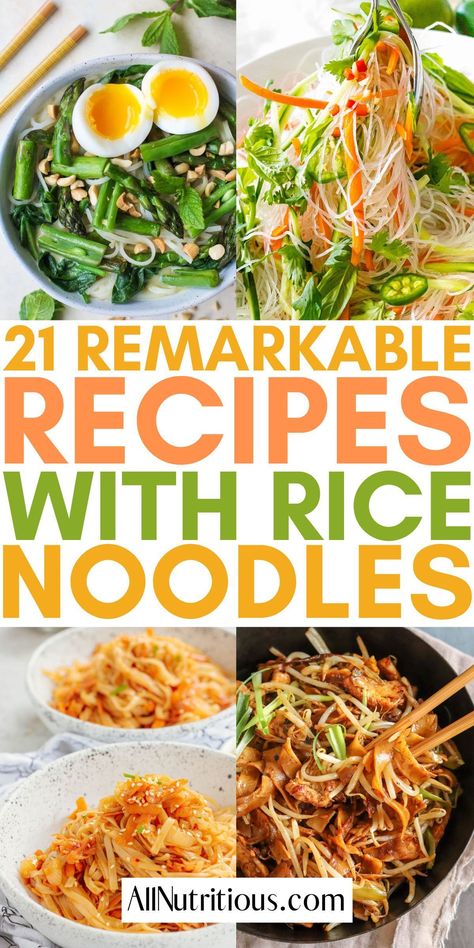 You can easily indulge in more delicious rice noodle recipes with ease when you make any of these flavorful rice noodle dishes. These super easy rice noodle recipes are perfect for the whole family to enjoy more easy recipes with rice noodles. Noodle Dish Recipes, Wide Rice Noodle Recipes Thai Dishes, Easy Dinner Recipes Rice Noodles, Rice Noodles Dishes, Meal Prep Rice Noodles, Soup Recipes Rice Noodles, Rice Ramen Noodles Recipes, Thai Recipes With Rice Noodles, Recipes With Pho Noodles