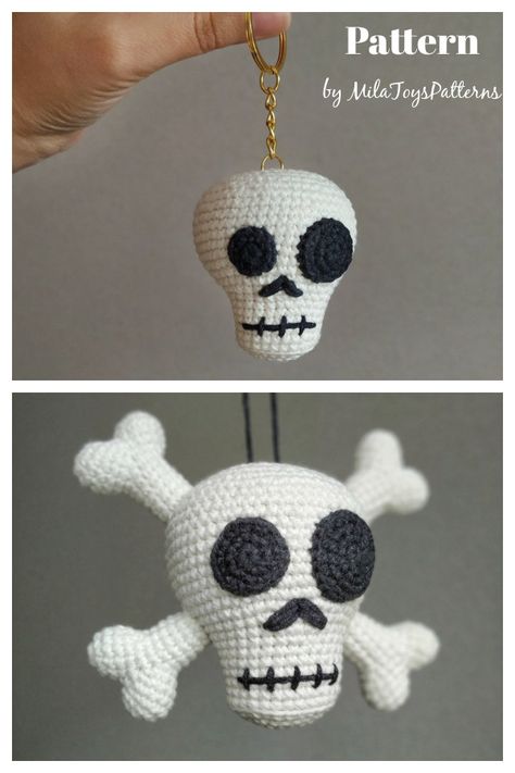 10+ Halloween Keychain Crochet Patterns - Page 3 of 3 Crochet Skull Keychain Free Pattern, Skull Keychain Crochet, Crocheted Skulls Free Patterns, Skull Amigurumi Free Pattern, Crochet Skull Free Pattern, Free Skull Crochet Patterns, Crochet Skull Pattern, Skull Crochet Pattern, Yarn Toys