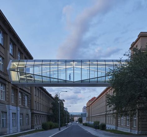 10 examples of glass in architecture we liked this week | News | Archinect Bridges Architecture, Glass Walkway, Automatic Sliding Doors, Bridge Structure, Glass Bridge, Sky Bridge, Concrete Column, Architectural Competition, Bridge Design