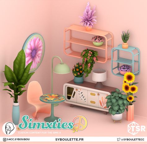 Groovy Room, Sims 4 Cc Furniture Living Rooms, Sims 4 Beds, Sims 4 Couple Poses, Sims 4 Bedroom, Colorful Planters, Tumblr Sims 4, Sims 4 Cc Folder, Inspired Furniture