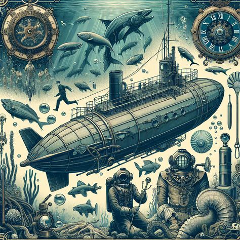 Jules Verne's "20,000 Leagues Under the Sea," first published in 1870, is a seminal work in the science fiction genre. As part of Verne's "Extraordina... 20 Thousand Leagues Under The Sea, 20 000 Leagues Under The Sea, Jules Verne Aesthetic, 20000 Leagues Under The Sea, Tracey Anderson, Inktober 2024, Leagues Under The Sea, Jules Verne, Adventure Story