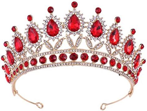 Amazon.com: tiara red black Prom Tiaras, Bridal Crown Tiara, Queens Tiaras, Crystal Crown Wedding, Diamond Red, Pageant Crowns, Crown For Women, Crystal Bridal Tiaras, Rhinestone Tiara