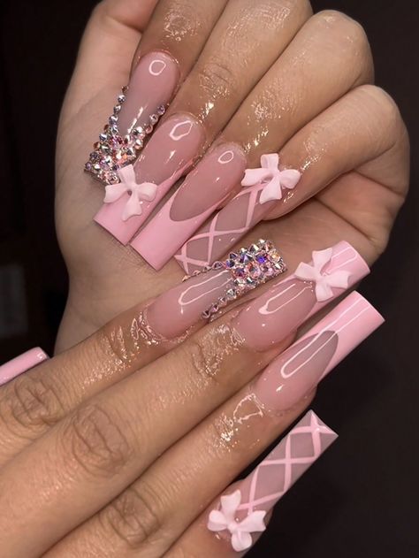 Quinceanera Nails, Nail Swatches, Nails Yellow, Long Acrylic Nail Designs, Girly Acrylic Nails, Dope Nail Designs, Coffin Shape, Style Français, Acrylic Nails Coffin Pink